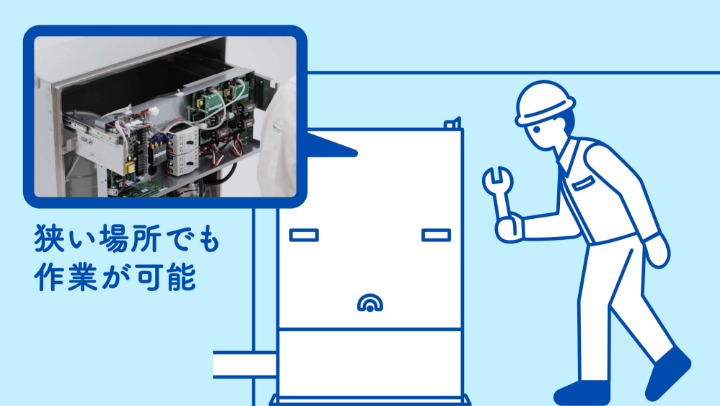 狭い場所でも作業が可能